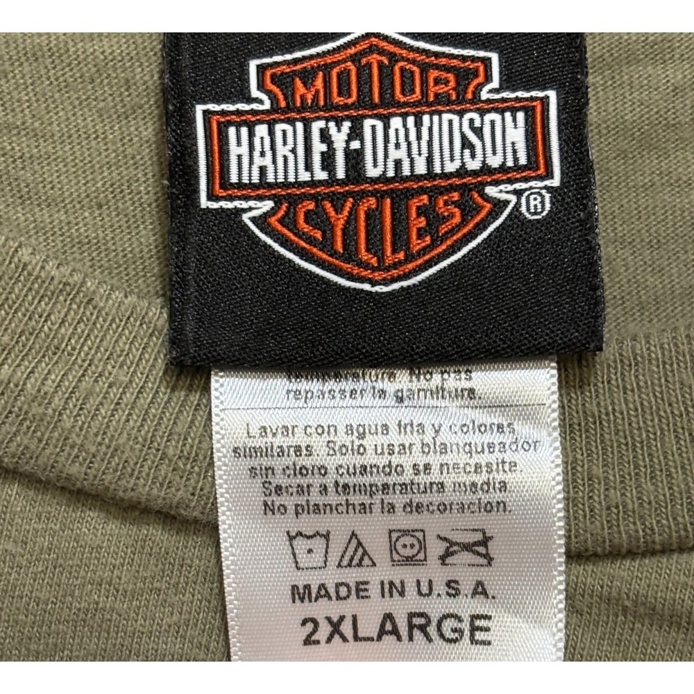 Harley Davidson Men's Shirt Green Graphic Beach Shack Panama‎ City 2XL Vintage - Picture 7 of 7
